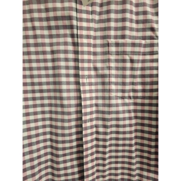 Mens Express Extra Slim Performance Button Down-Pink Gray White Medium 15-15 1/2 - Picture 8 of 13